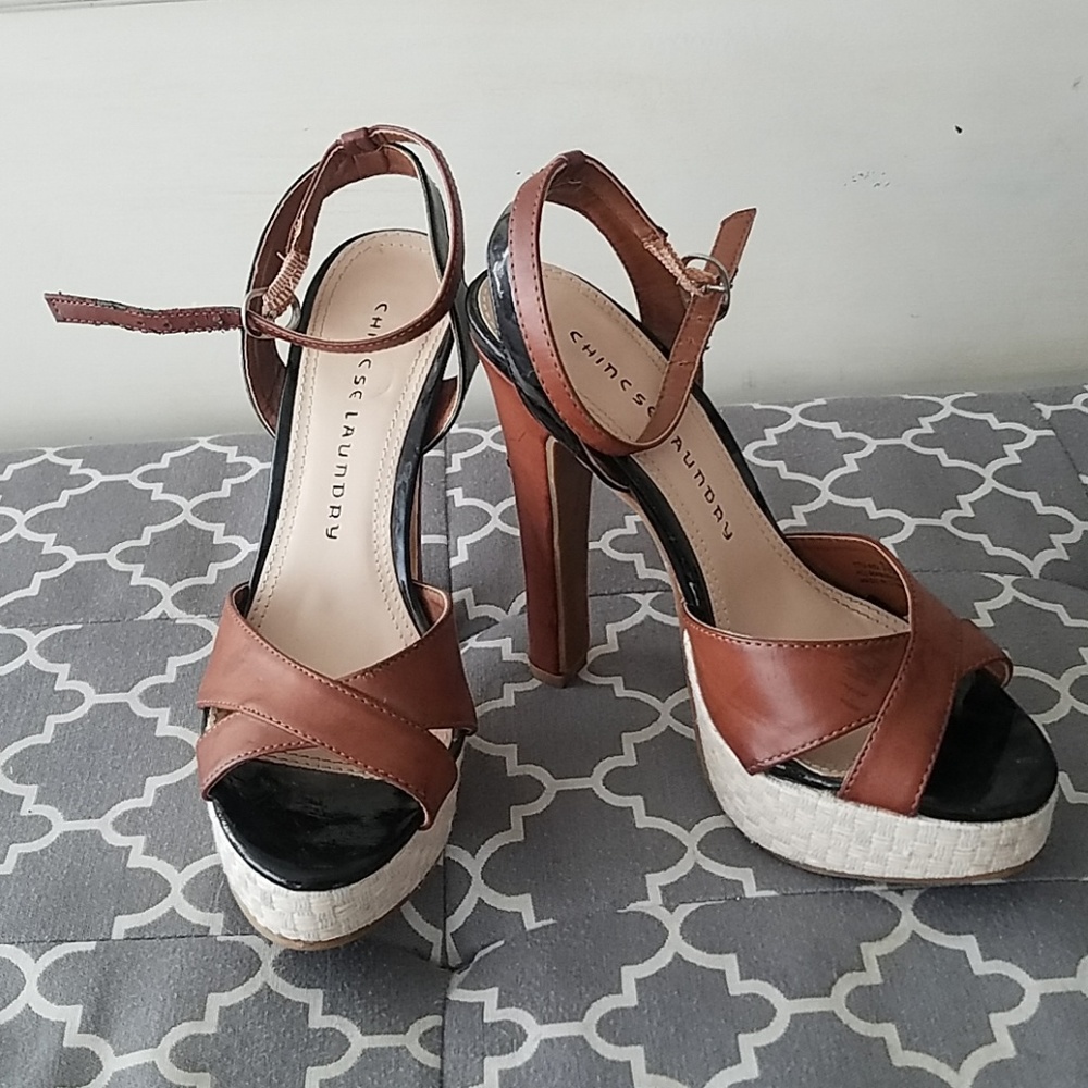Chinese Laundry Two Tone Heel Sandals